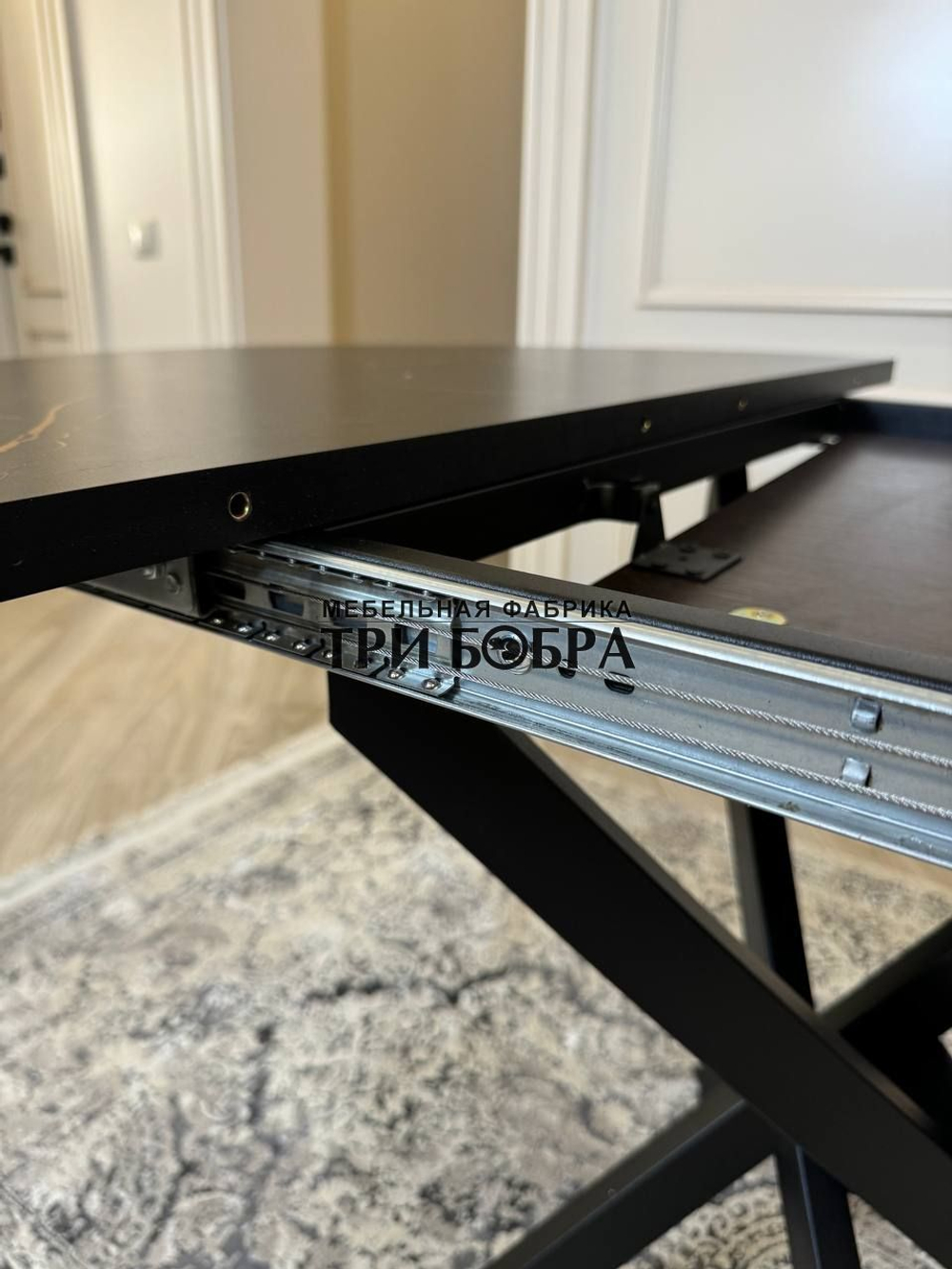 Стол круглый раздвижной "Лофт", черный каспий