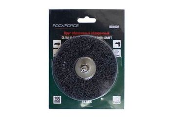 Круг абразивный зачистной для дрели 100мм (черный, ? хвостовика 6мм, max об/мин 11500), в блистере RockForce##Rock FORCE RF-BD100R