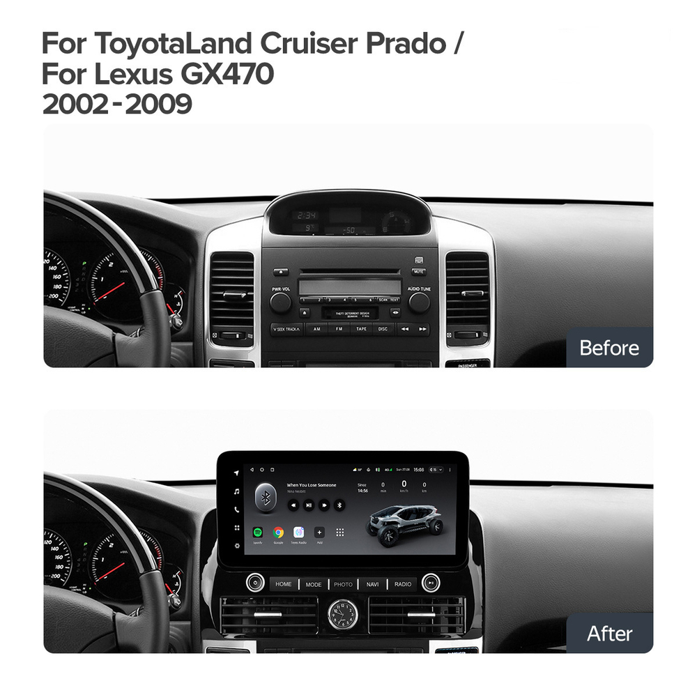 Переходная рамка магнитолы TOYOTA LAND CRUISER PRADO 120 2002-2009 12,3 дюймов
