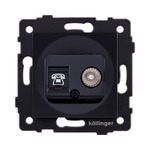 Розетка двойная TV (мама) + телефонная розетка RJ11, черный Kollinger REA-013BK для Aspekt, Eleganz, Reflex