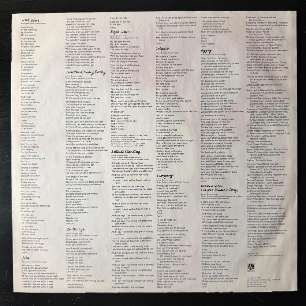 Suzanne Vega - Solitude Standing (Германия 1987г.)