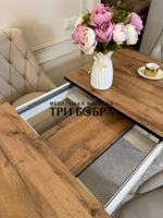 Большой кухонный стол "МАКСИ" дуб вотан и стулья "ЛОНДОН" 4 шт