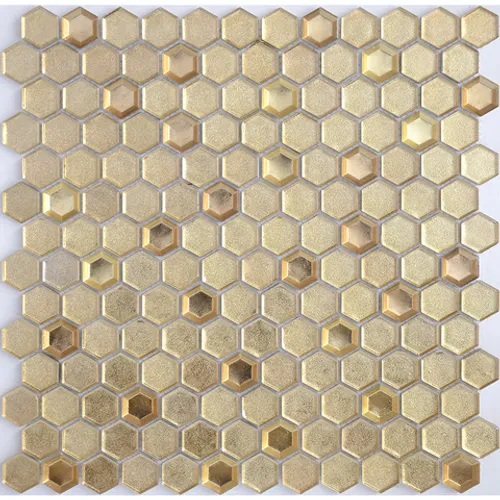 Мозаика стеклянная Aureo grani hexagon 13x23x6 Alchimia золото желтый