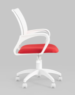 Кресло офисное Topchairs ST-BASIC-W спинка белая сетка сиденье красная ткань крестовина белый пластик