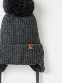 Шапка из смесовой шерсти "Графит" на завязках