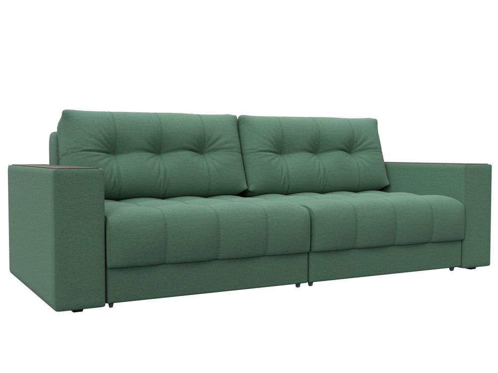 Диван прямой с декором Лига-049 НПБ, Амур 11 РОГОЖКА зеленый