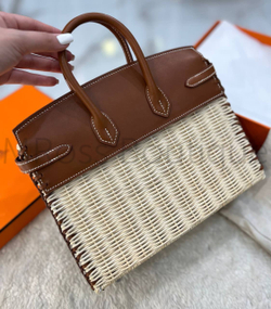 Соломенная сумка Hermes Birkin 25 ручной работы