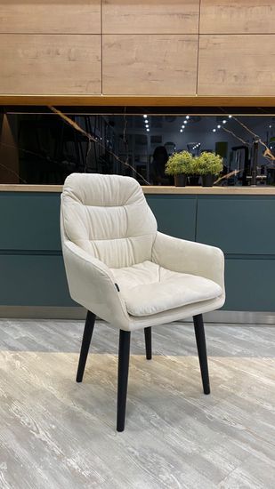 Стул РАЛЬФ ДАНС 360 град. поворотн, ZIZI 002 Бежевый, велюр / Черный каркас