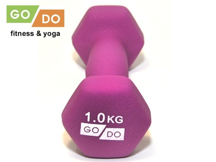 Гантель GO DO в виниловой матовой неопреновой оболочке.  Вес 1 кг.  (Фиолетовый)