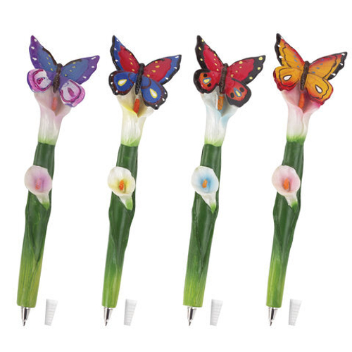 Ручка фигурная "БАБОЧКИ", СИНЯЯ, 4 дизайна ассорти, 0,5мм, дисплей, BRAUBERG, 142776 И