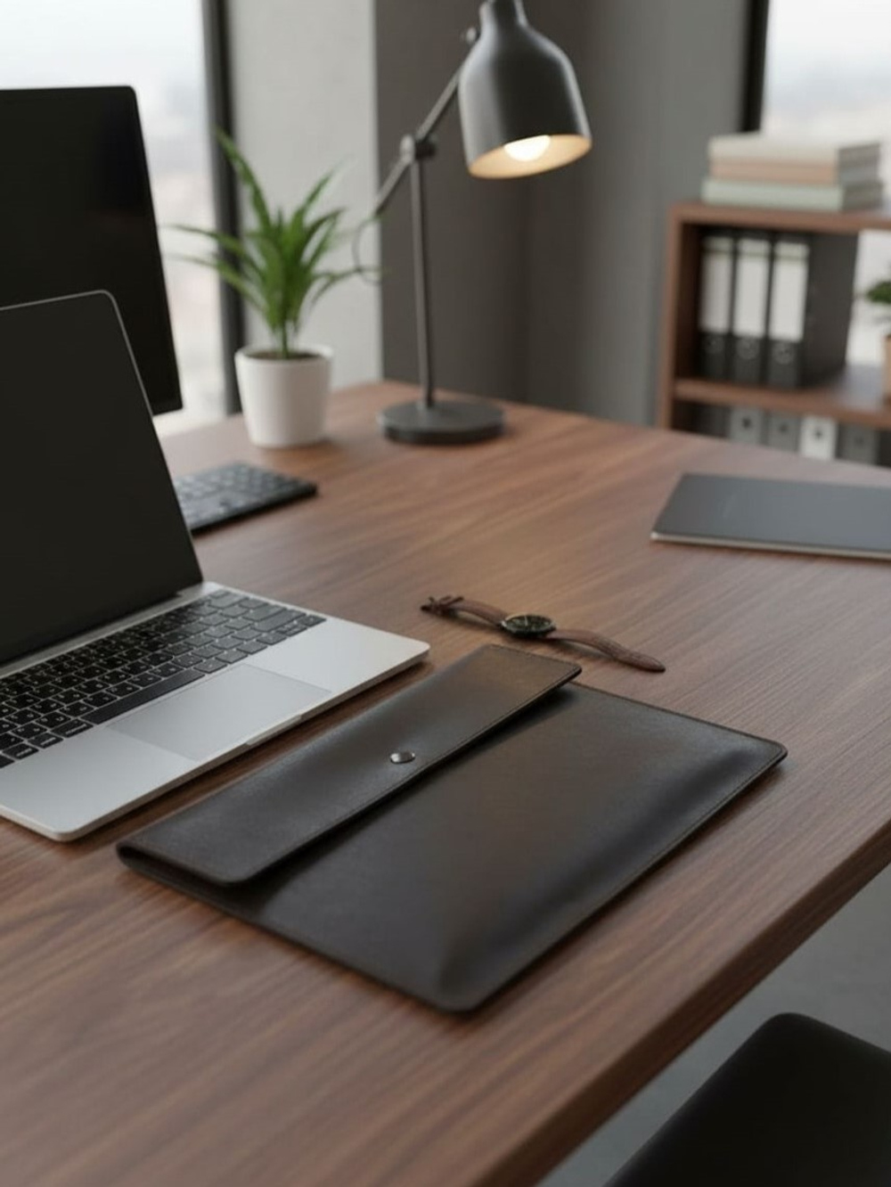 Папка А4 из натуральной кожи для документов (тёмно-коричневый)