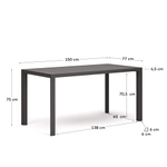 Уличный стол La Forma (ex Julia Grup) Culip алюминиевый с порошковым покрытием серого цвета 150 x 77 см