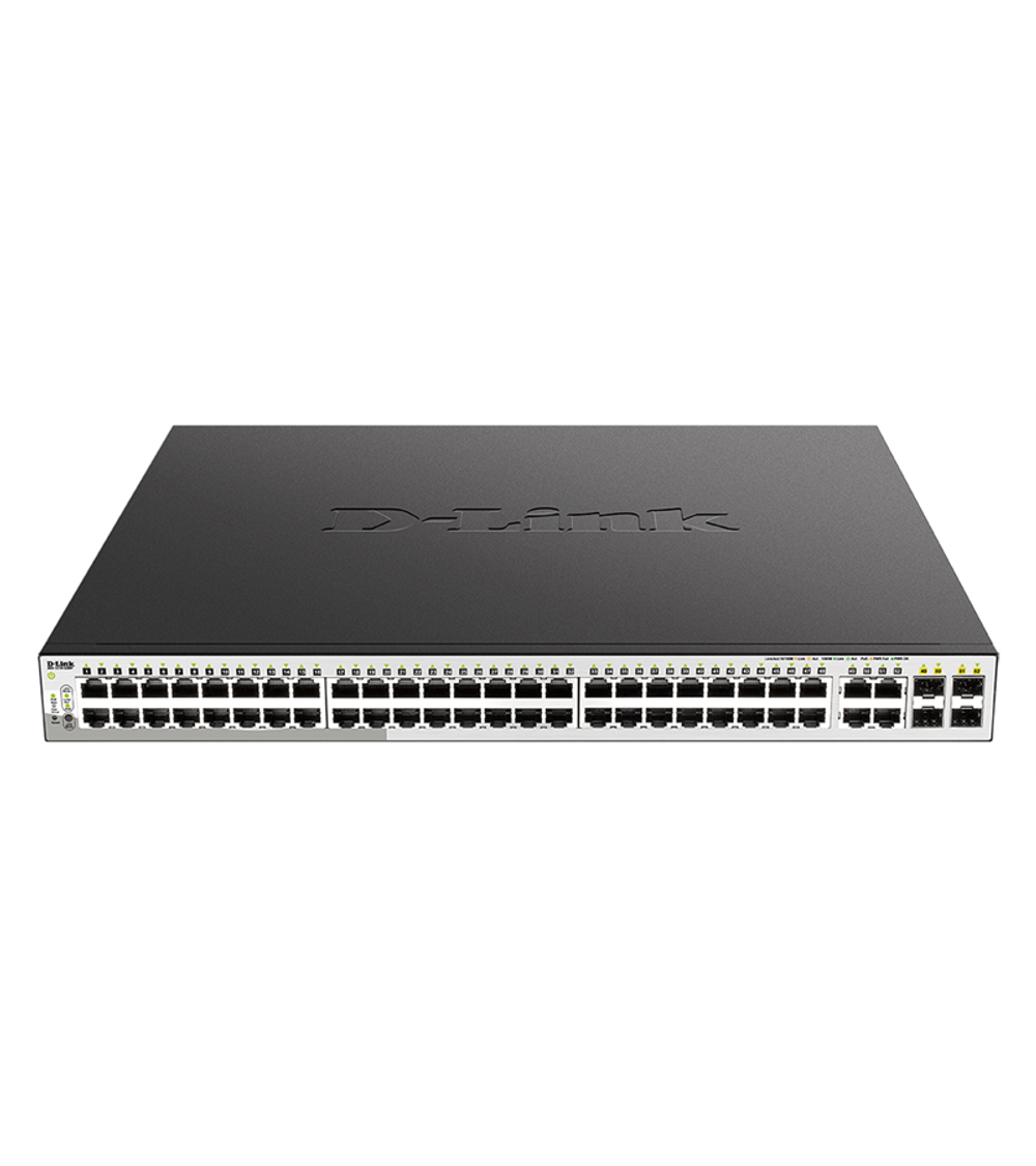 D-Link PROJ Smart L2 Switch 48х1000Base-T PoE, 4хCombo 1000Base-T/SFP, PoE Budget 370W, Compact CLI