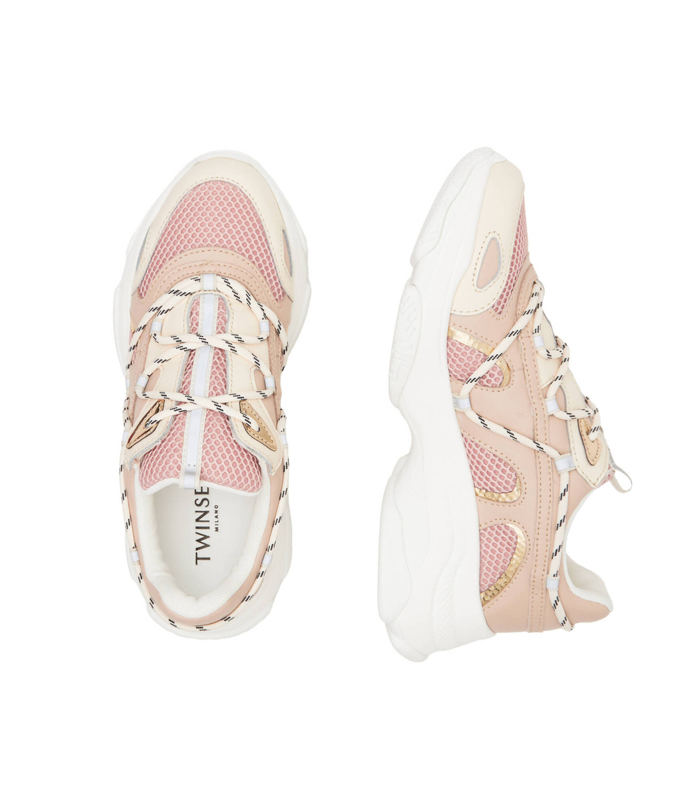 Кожаные кроссовки TWINSET - бежевый(241TCP092)