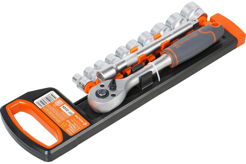 Набор головок с трещоткой 3/8" DR 72Т 12 предметов (10 11 12 13 14 15 17 19 22 24мм, удлинитель 150мм) AIRLINE ATAQ018