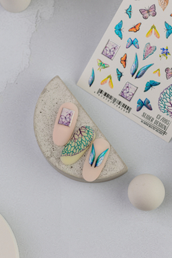 Nogtemoda Слайдер дизайн combi CF095 бабочки, листья, голография