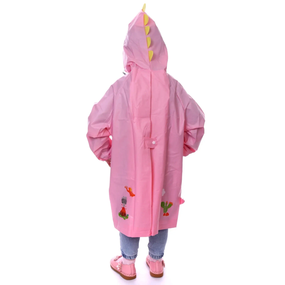 Дождевик-плащ детский «Рокки-Динозаврик» с капюшоном, рукава на резинке, цвет розовый, размер L(68*50см) ДоброСад