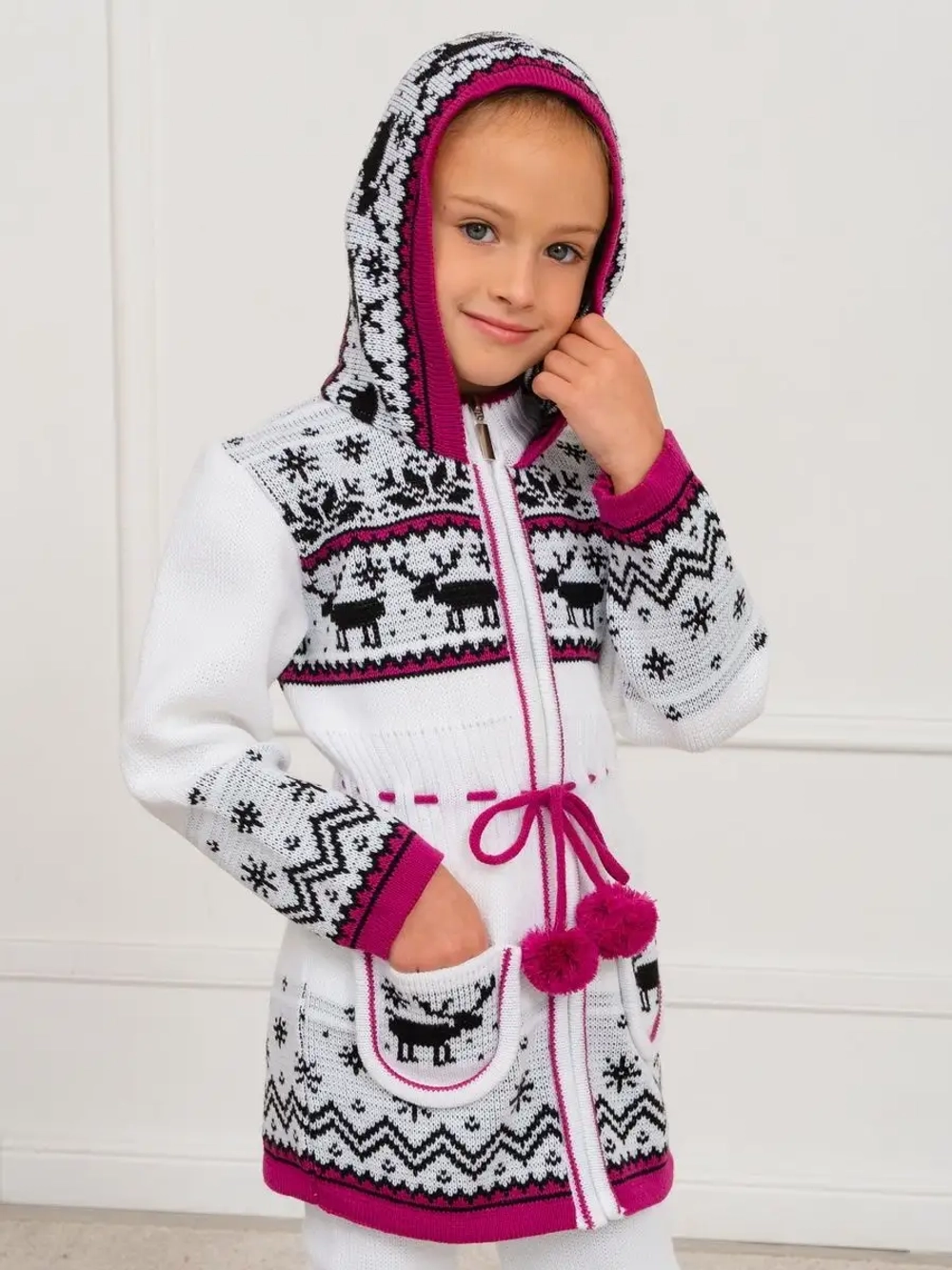 Кардиган вязаный на молнии для девочки