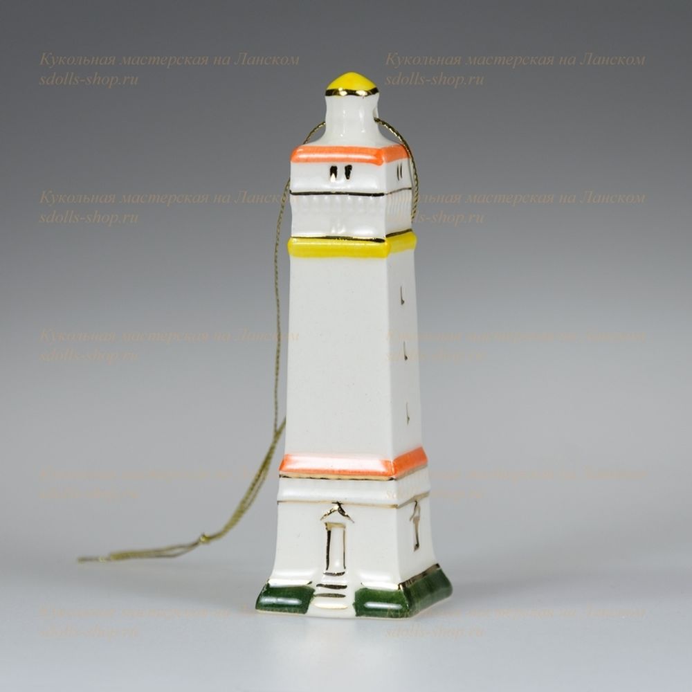 Фарфоровая елочная игрушка "Маяк" квадратный