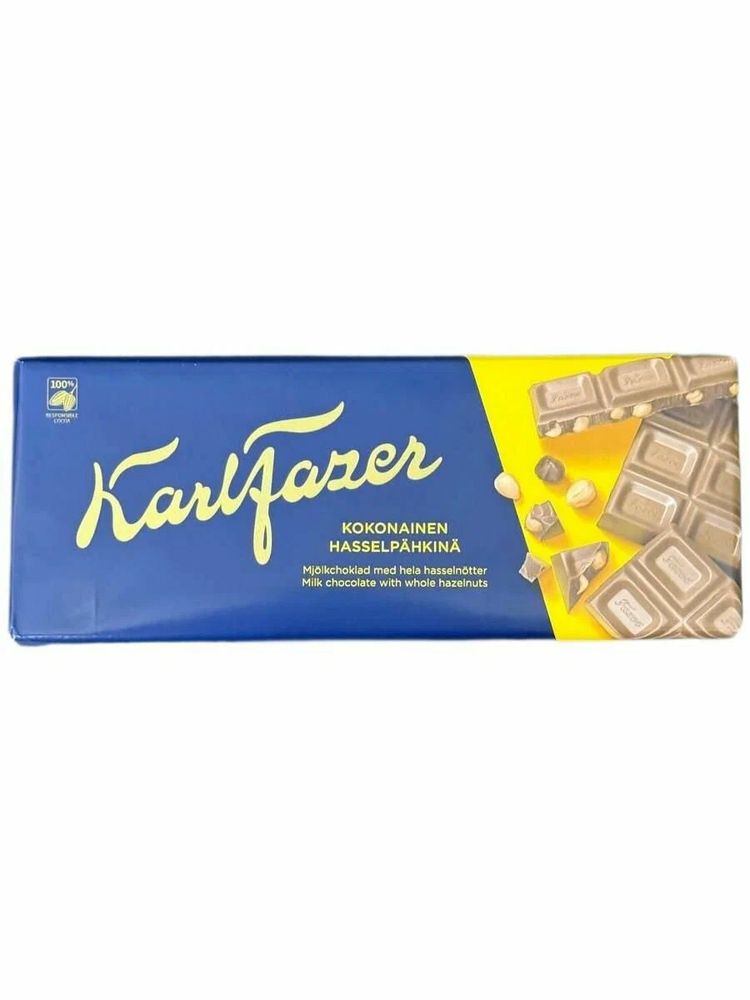 Шоколад молочный Fazer с цельным лесным орехом 200 г
