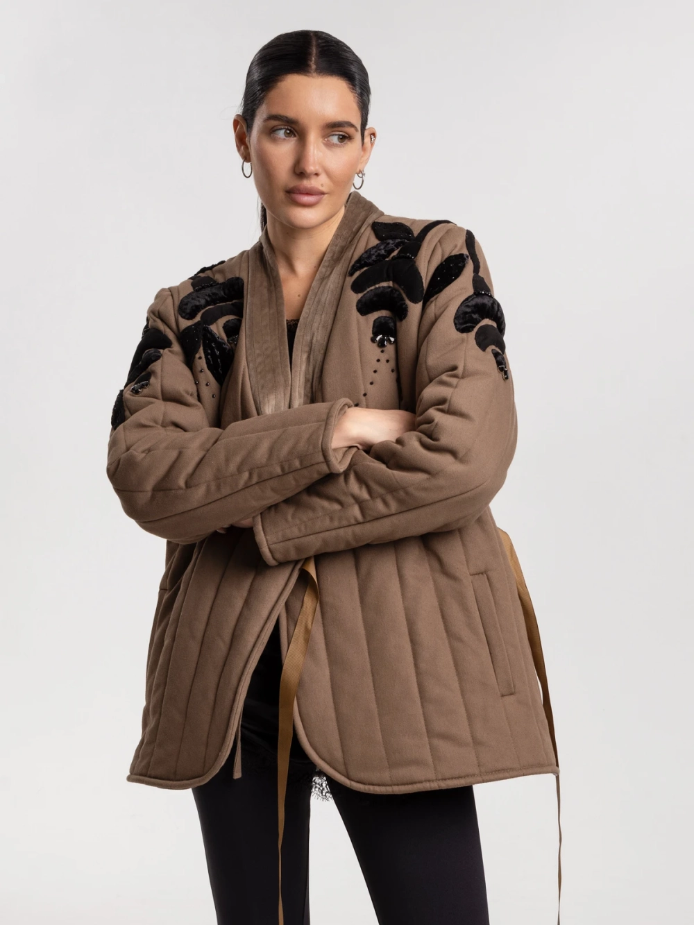 Телогрейка black FLOWERS, хаки