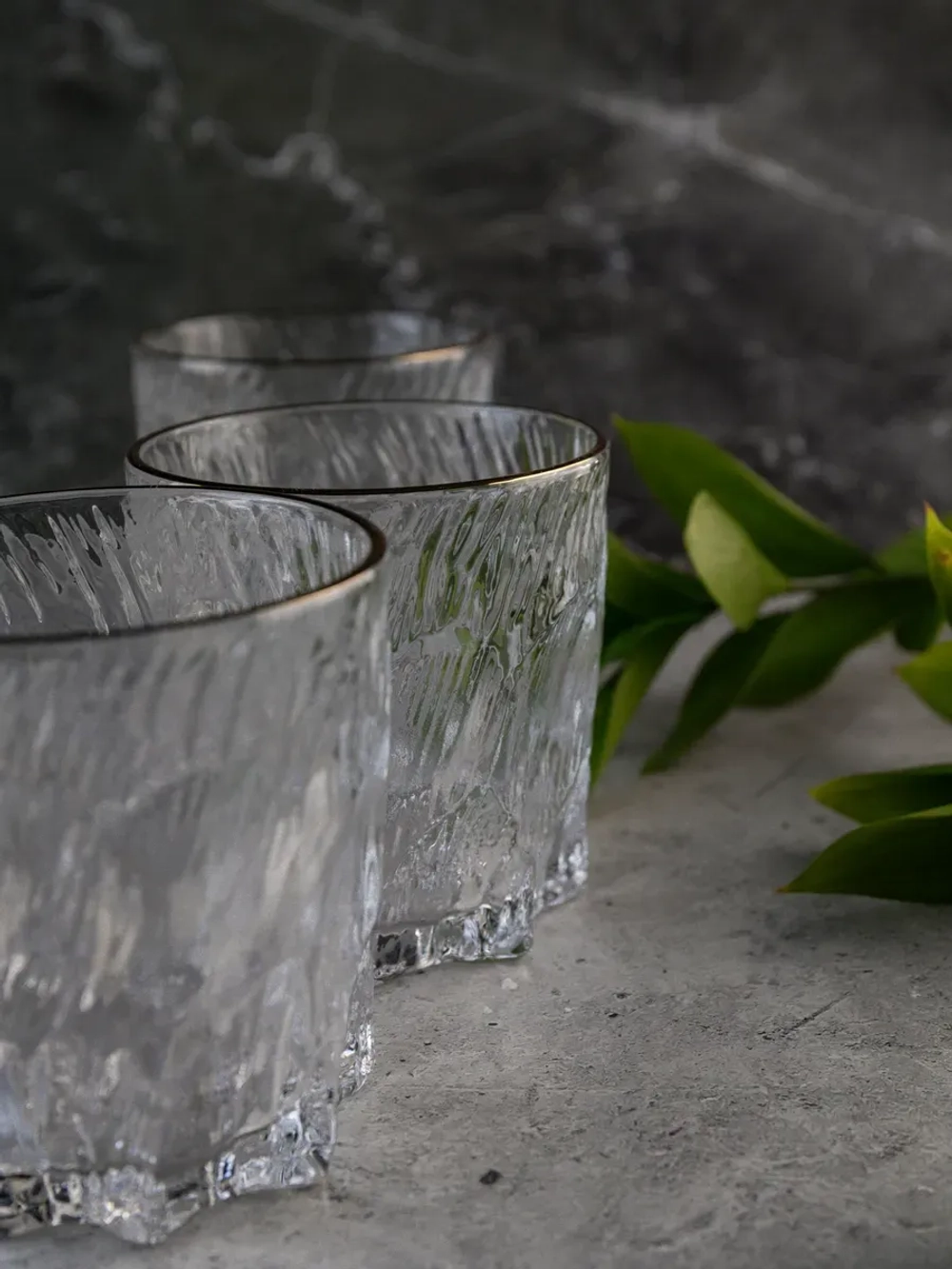 Стаканы для виски, 6 шт. Прозрачный лед с золотой каймой