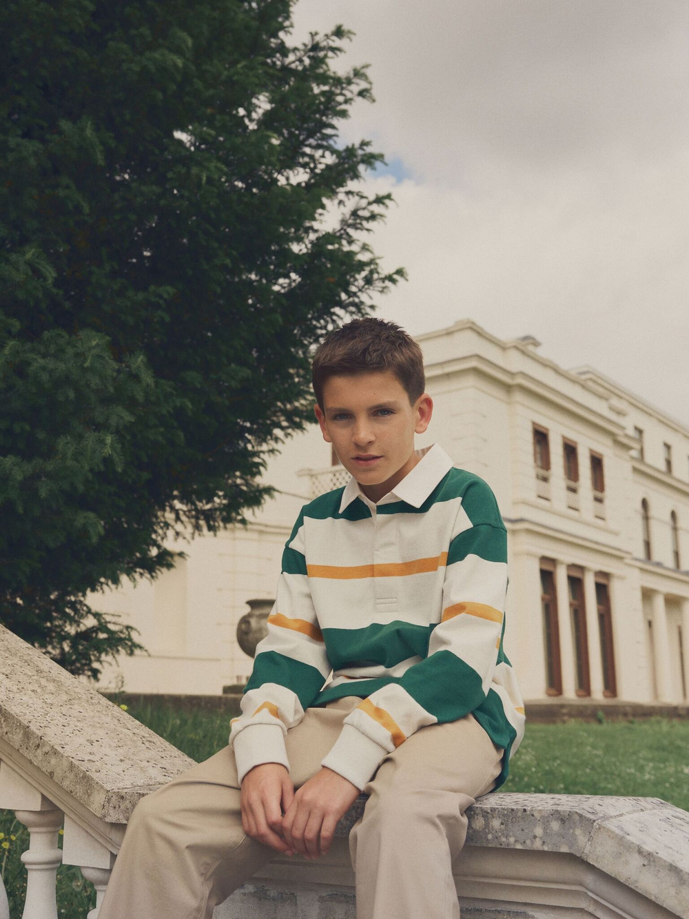 Поло с длинным рукавом для мальчика Next 981-003, Белый, Зеленый, Желтый