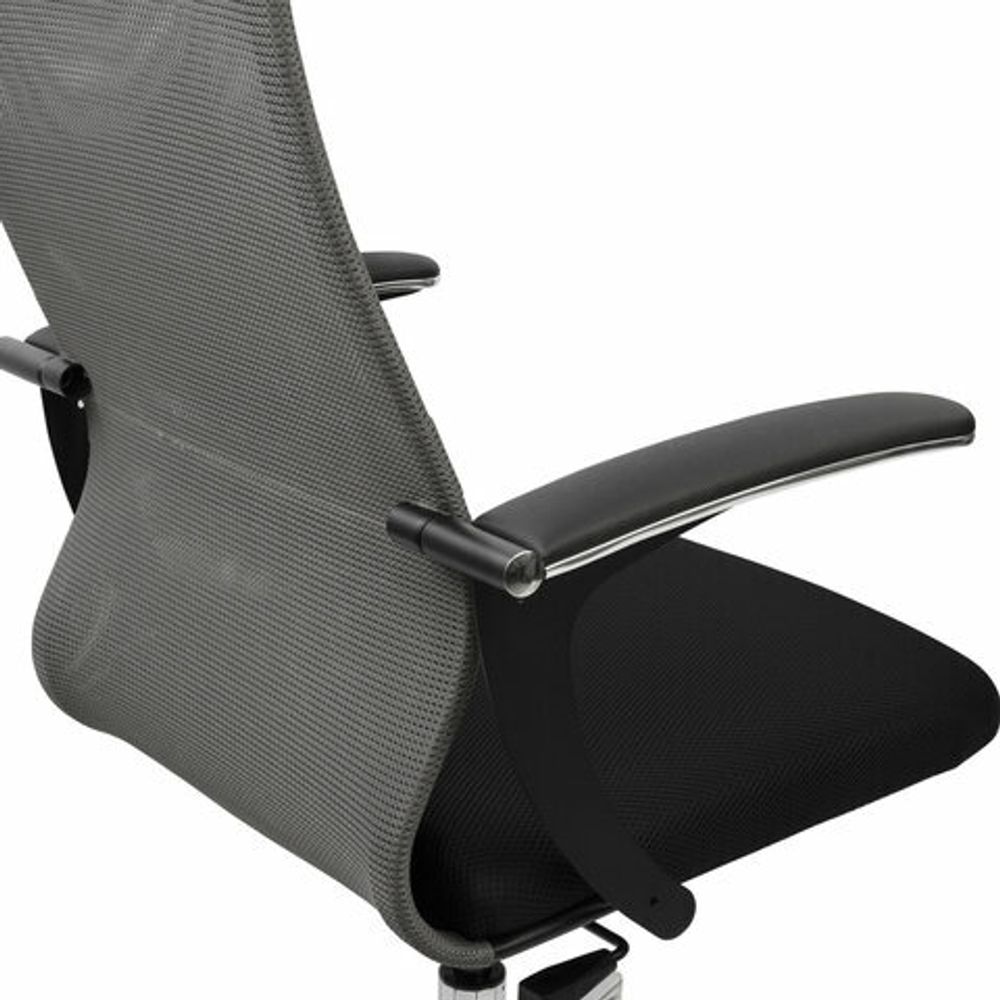 Кресло офисное BRABIX PREMIUM "Ultimate EX-801" хром, плотная двойная сетка Х2, черное/серое, 532918