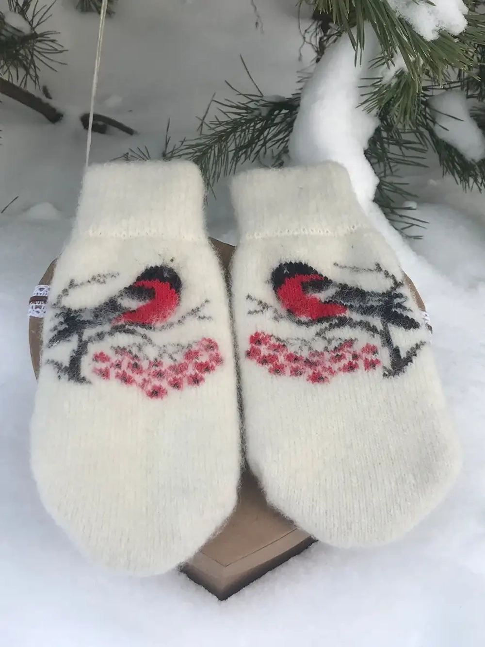 Варежки вязаные шерстяные из 100% шерсти, очень тёплые