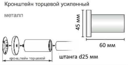 Кронштейн торцевой усиленный металлический для трубы d25 мм, цвет синий матовый