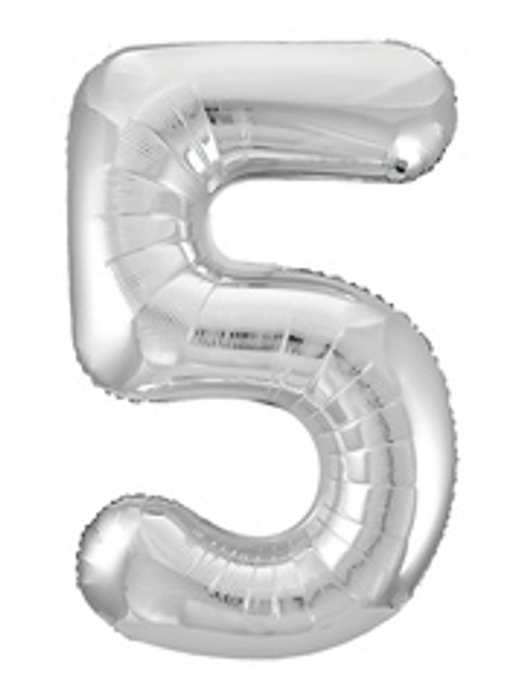 Р Цифра 5 Slim Серебро (40&#39;&#39;/102 см)