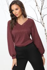 Джемпер трикотажный бордовый с пышными рукавами DStrend (Акция)