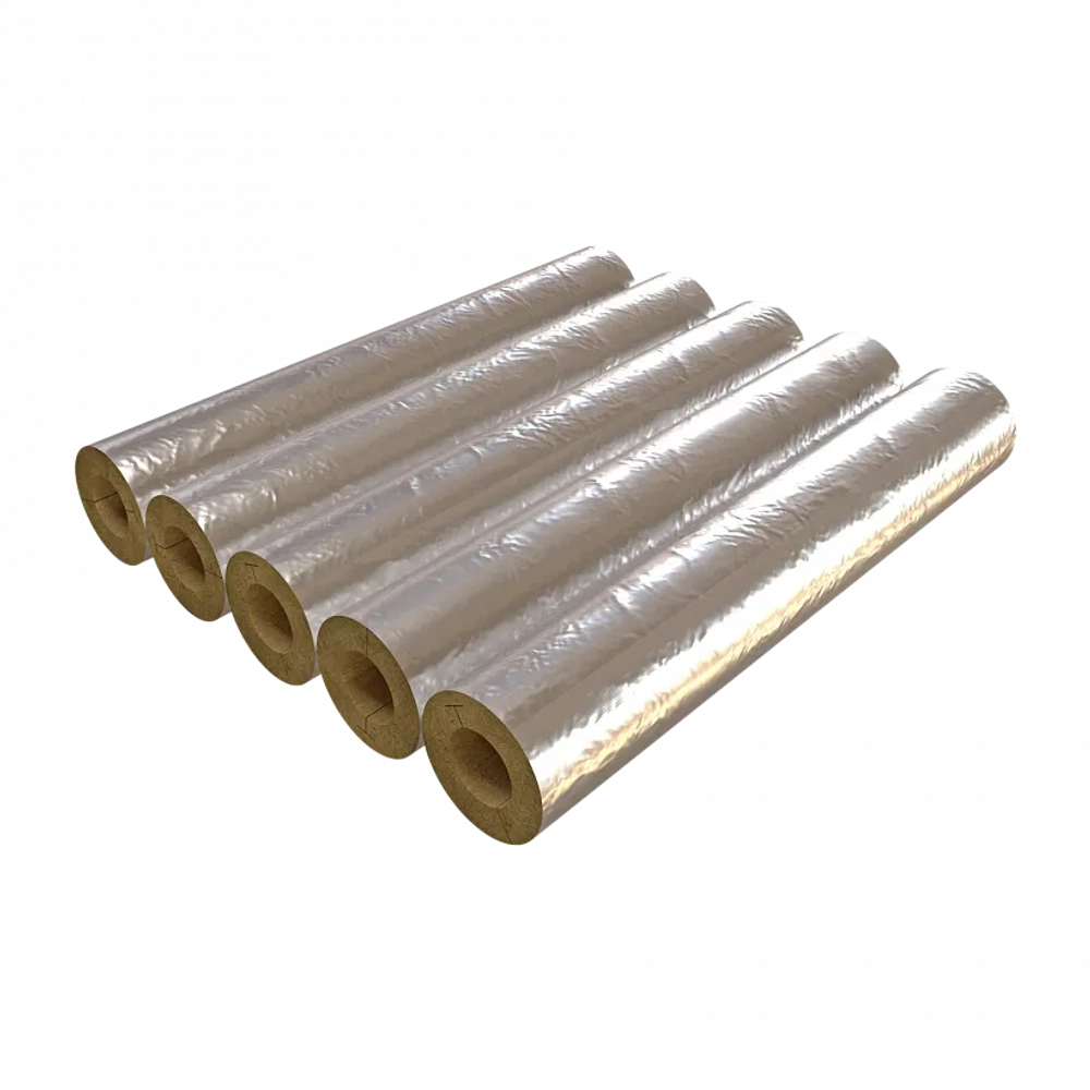 Цилиндр навивной гидрофобизированный из минеральной ваты на основе горных пород базальтовой группы кашированный неармированной алюминиевой фольгой RWL 80 Кф1, РОКВУЛ