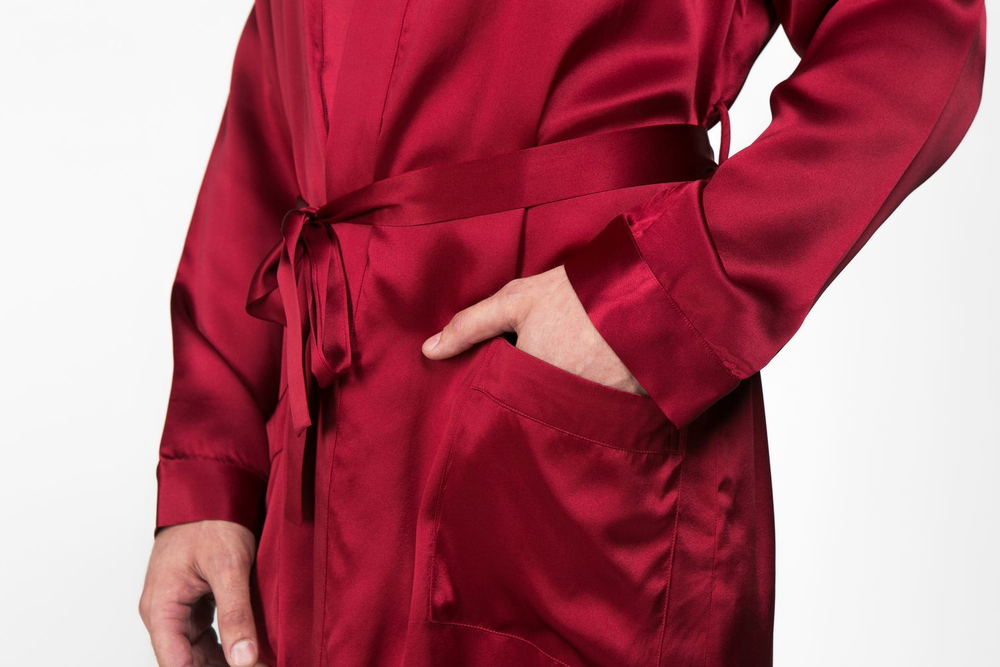 Халат шелковый мужской Luxe Dream винный