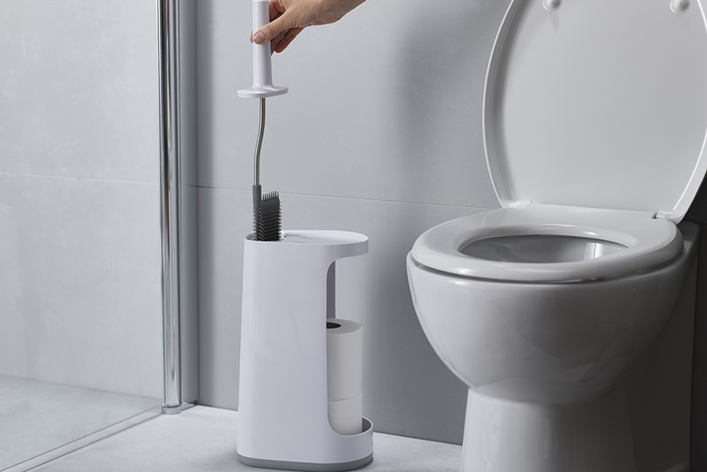 Ёршик для унитаза с большим отсеком для хранения Flex Plus бело-серый, Joseph Joseph