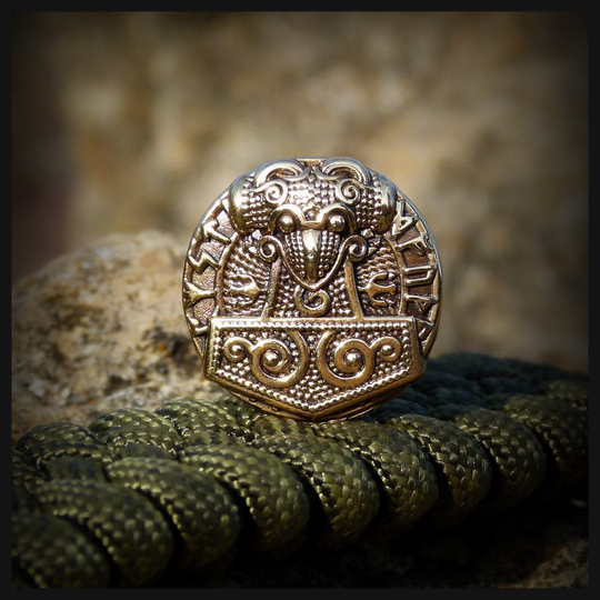 Бусина - вставка для браслета из паракорда "Тор" латунь