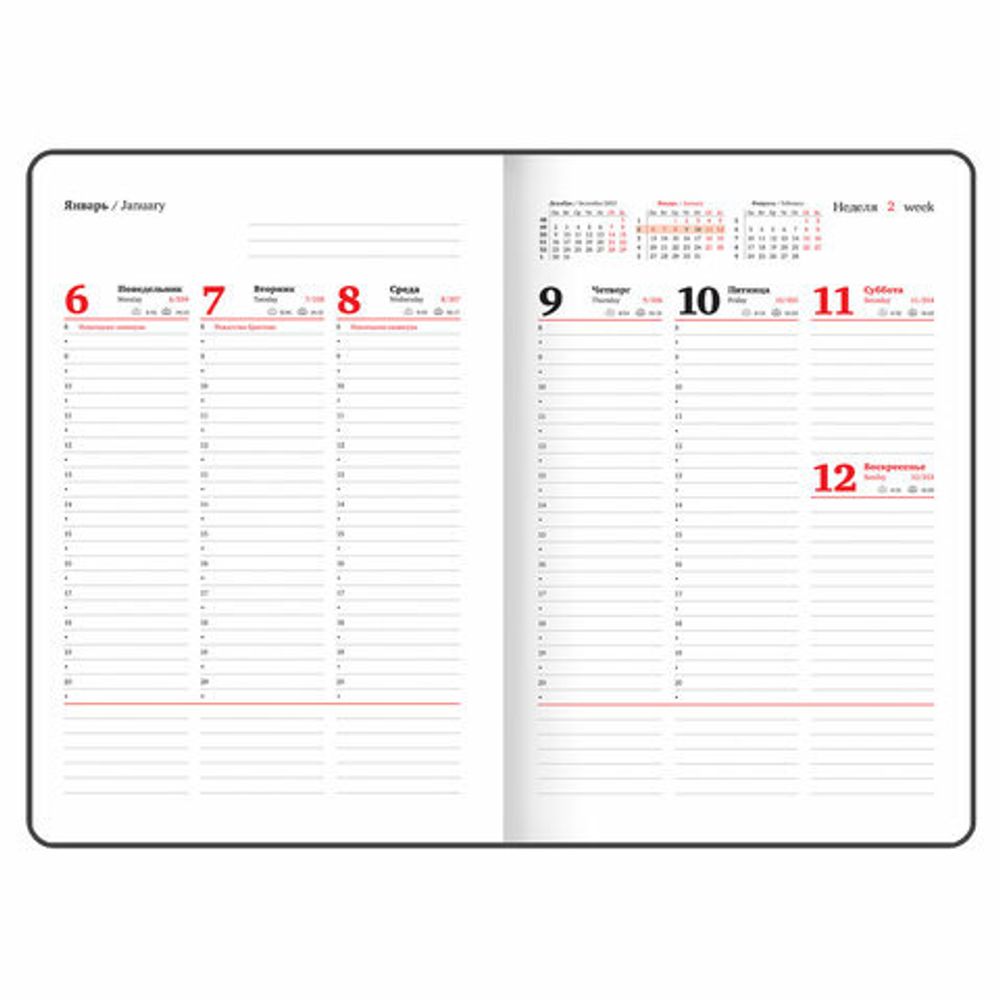 Еженедельник датированный 2025, 210х297 мм, А4, BRAUBERG "Wood", под кожу, бордовый, 115946