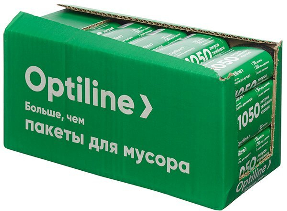 Мешки для мусора Optilinе Особо прочные, 35 литров, черные, 30 штук в рулоне