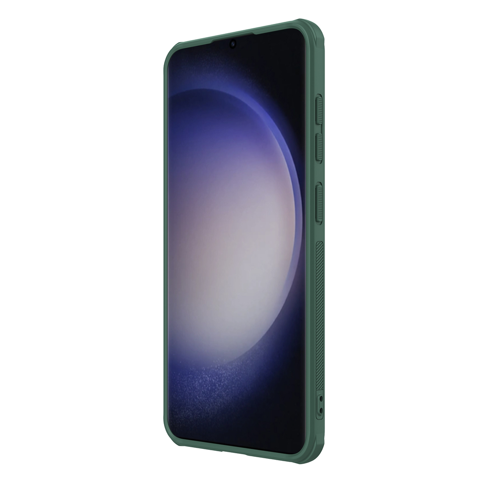 Чехол усиленный двухкомпонентный зеленого цвета (Deep Green) от Nillkin для Samsung Galaxy S24+ Плюс, серия Super Frosted Shield Pro