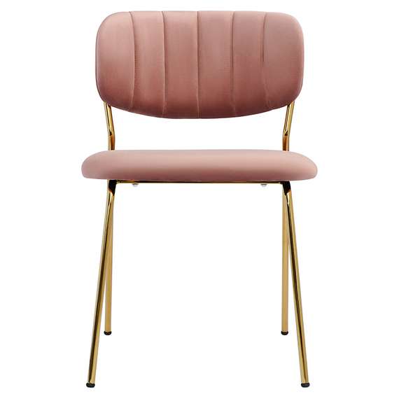 Стул Eirill, розовый велюр с золотыми ножками