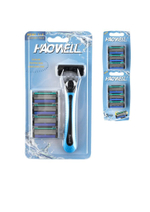 Станок для бритья Haowell 11 многоразовых картриджей c 6 лезвиями плавающая головка, полоска Aloe+витамин E