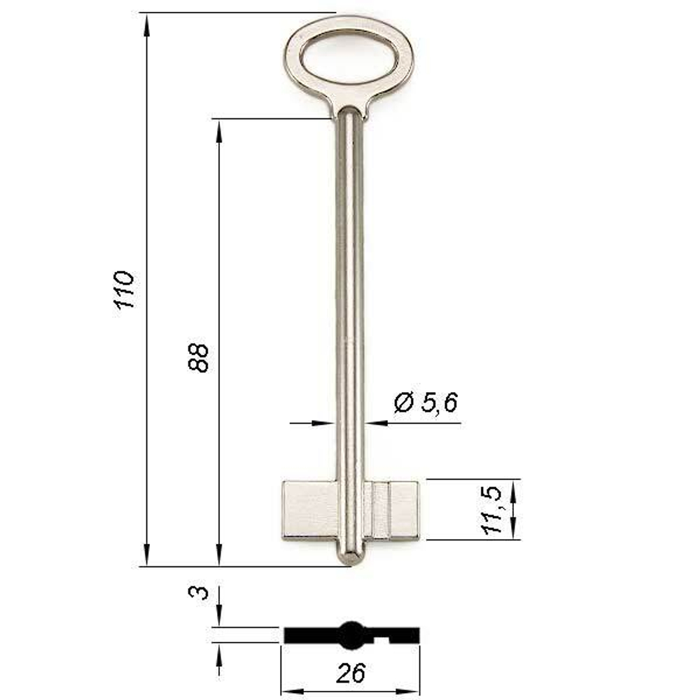 Сувальдный ключ ZT3D – заготовка 15406