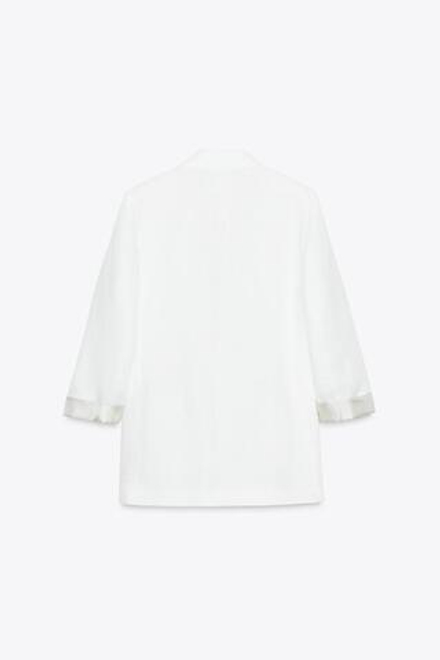 ZARA БЛЕЙЗЕР ИЗ 100% ЛЬНА С МАНЖЕТАМИ, БЕЛЫЙ