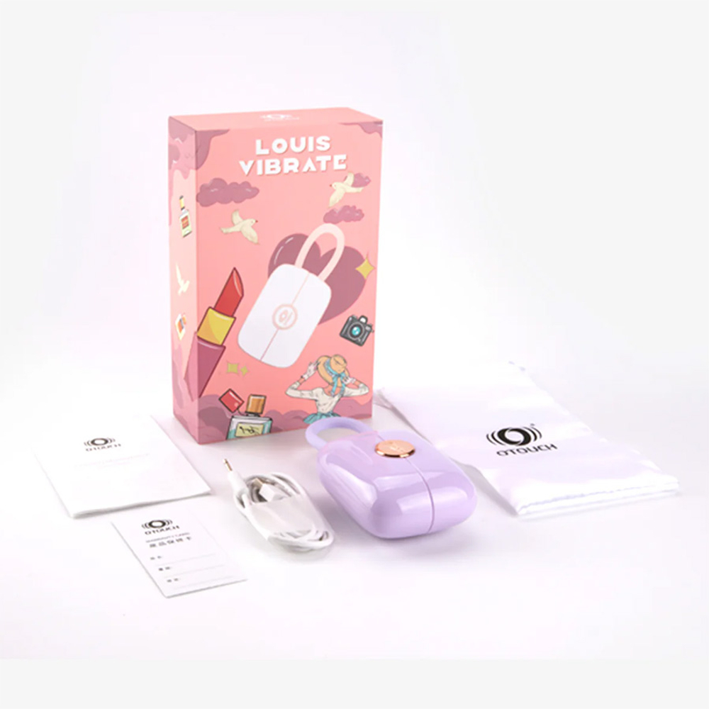 Фиолетовое силиконовое виброяйцо с вакуумным стимулятором в роскошной сумочки Otouch Louis Vibrator Dual Clitoral Suction & G-spot Vibrating Egg Purple