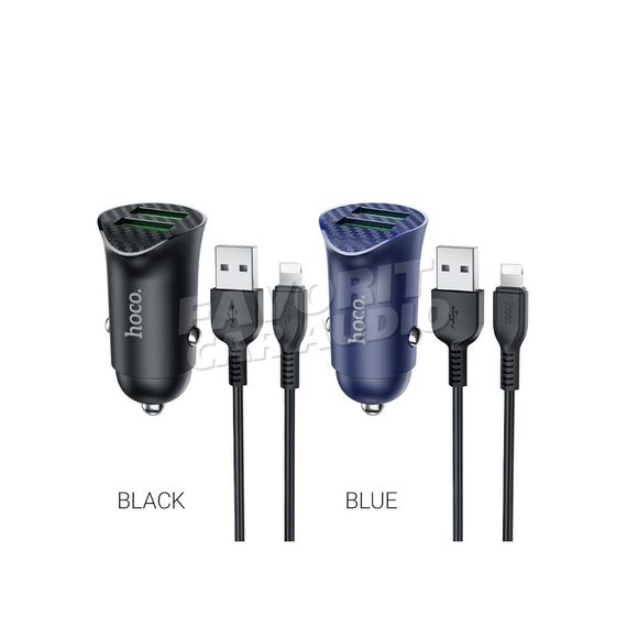 АЗУ 2USB HOCO Z39 3000mA пластик QC3.0 кабель 8 pin черный