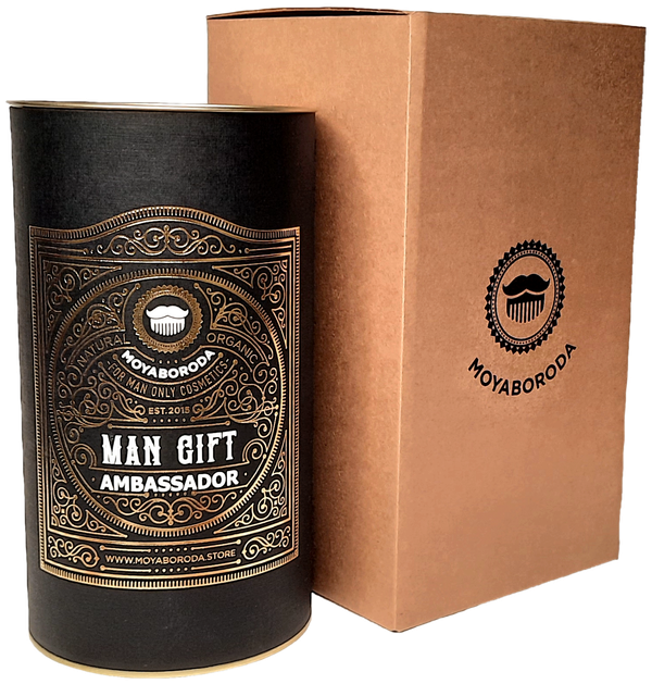 Набор бородача MOYABORODA "AMBASSADOR #1" (Тубус, Мыло, масло, бальзам для бороды)