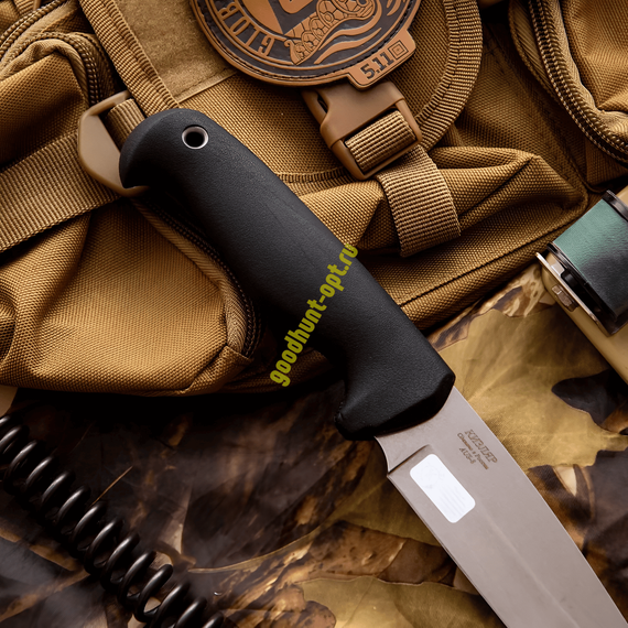 Тактический разделочный нож Линь AUS-8, рукоять ElastronG Черный