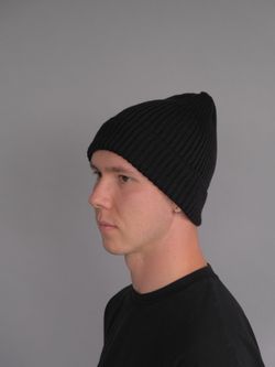 Шапка вязаная-резинка весенняя/осенняя КЭП(Черный) МУЖСКОЙ