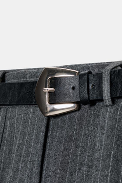 ZARA БРЮКИ КЮЛОТЫ В ТОНКУЮ ПОЛОСКУ С РЕМНЕМ, В ПОЛОСКУ