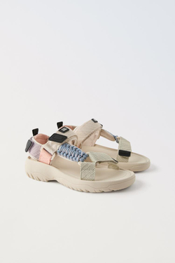 ZARA САНДАЛИИ ИЗ ВЫСОКОТЕХНОЛОГИЧНОЙ ТКАНИ, РАЗНОЦВЕТНЫЙ